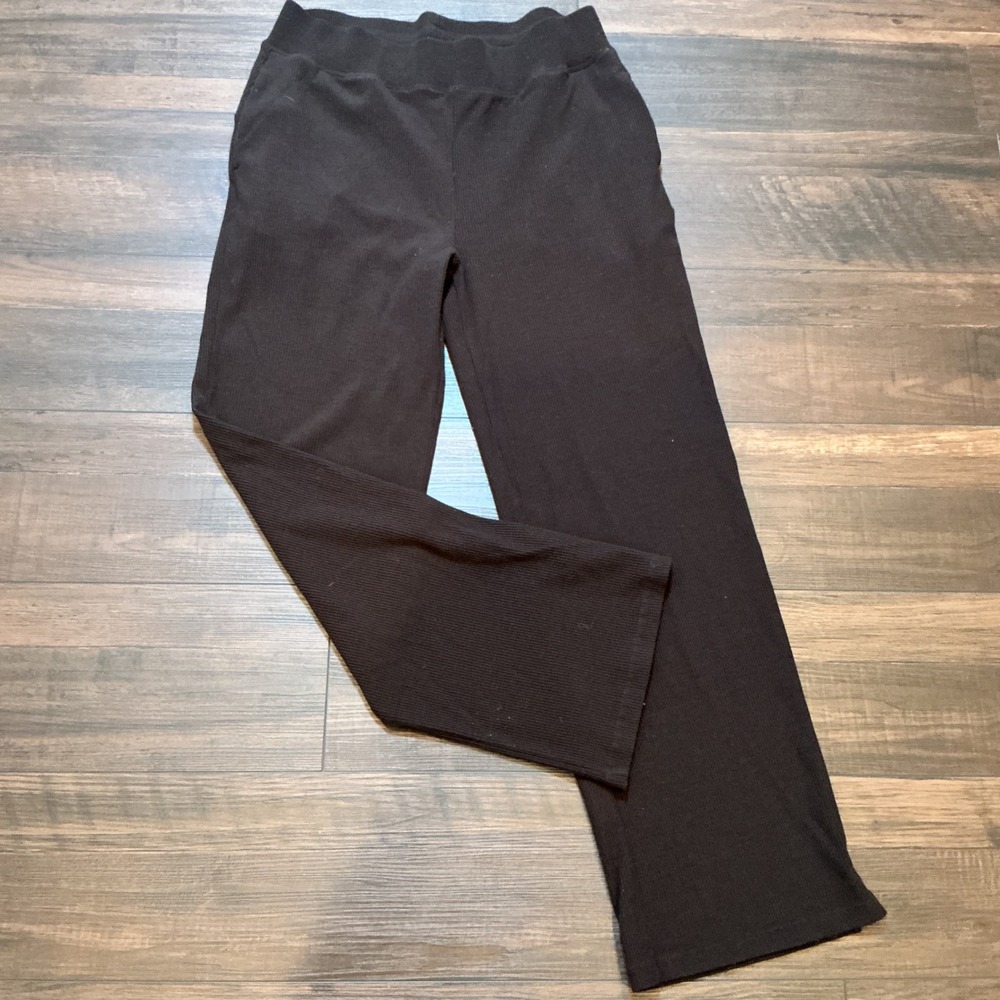 Woolx Luca Merino Wool Ribbed Wide Leg Pants Brown Drawstring Size Large